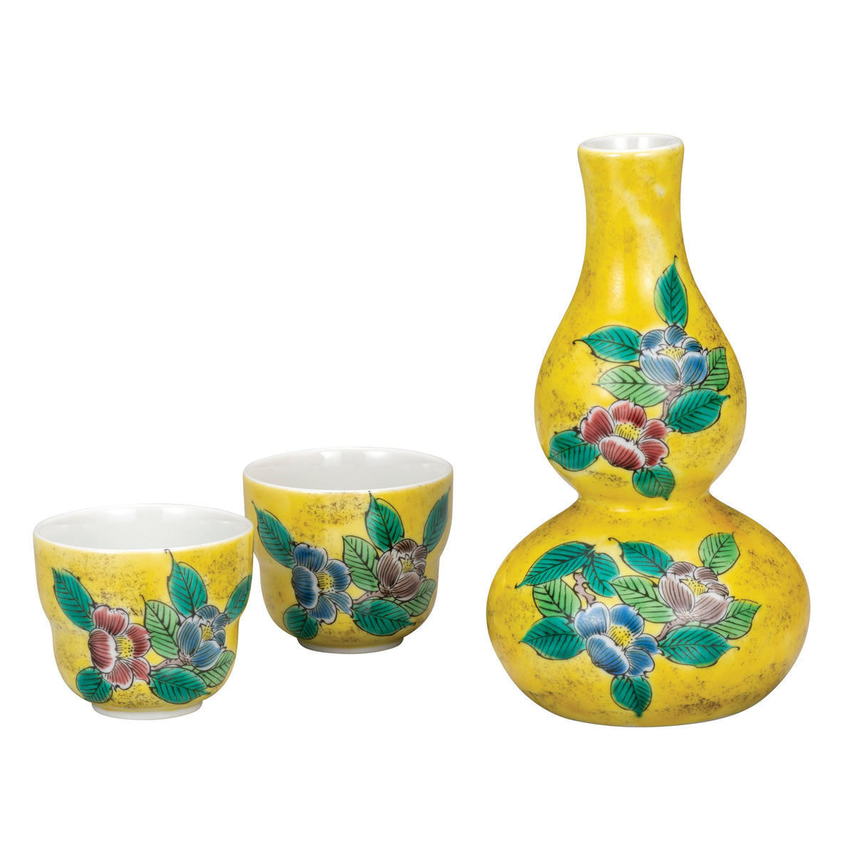 Yoshidaya Camellia Kutani Ware Sake Set SAKE.treat Premium Made in Japan Sake Sets, Donabe